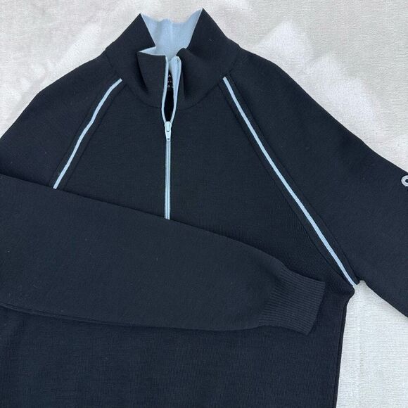 DEMETRE Sweater Mens Large Black 1/4 Zip 100% Wool LS Pullover Sweatshirt VTG - Picture 3 of 8